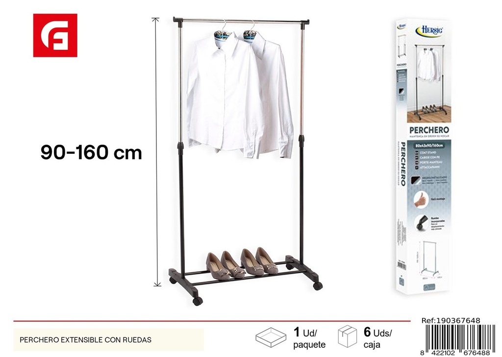 Perchero extensible con ruedas - Decoración para el hogar