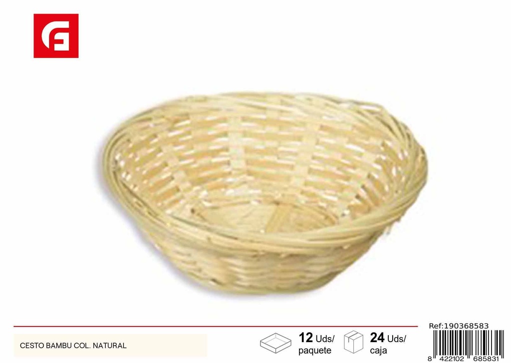 Cesta de bambú color natural - Decoración para el hogar y cestas