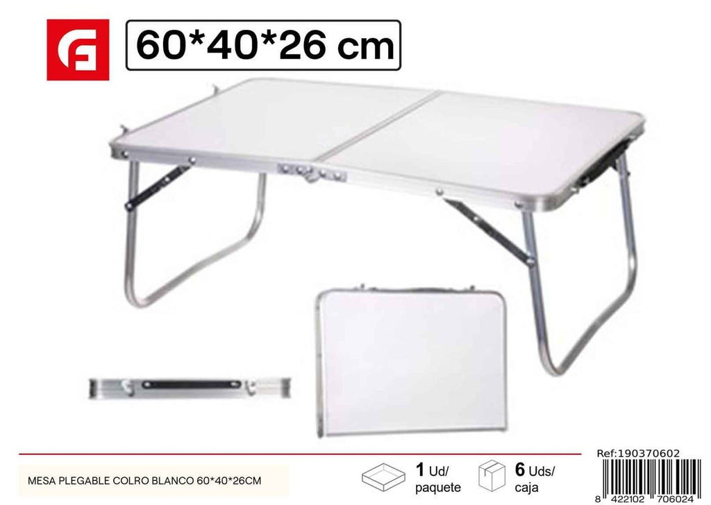 Mesa plegable color blanco 60x40x26 cm - Muebles de jardín