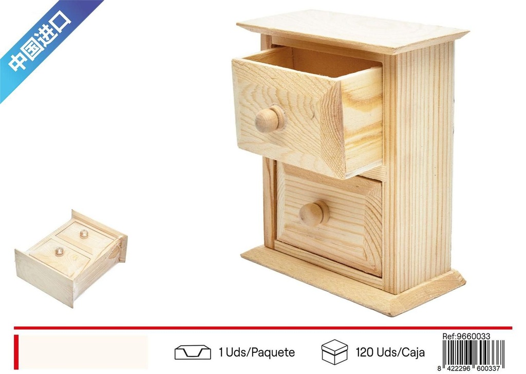 Mini cajonera doble de madera - Hogar Decoración