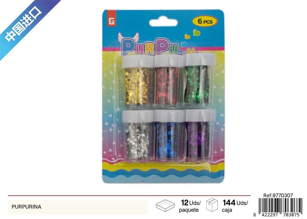 Purpurina en 6 piezas - Material escolar