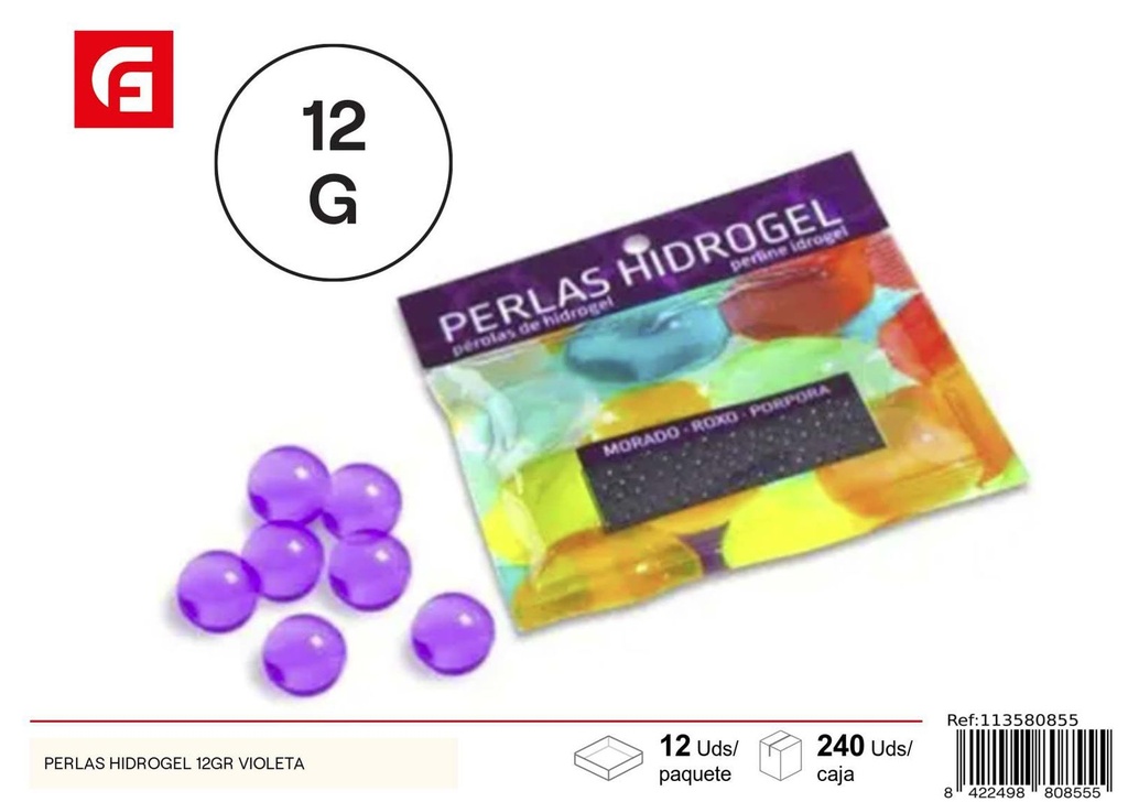 Perlas de hidrogel 12gr violeta para jardinería y decoración