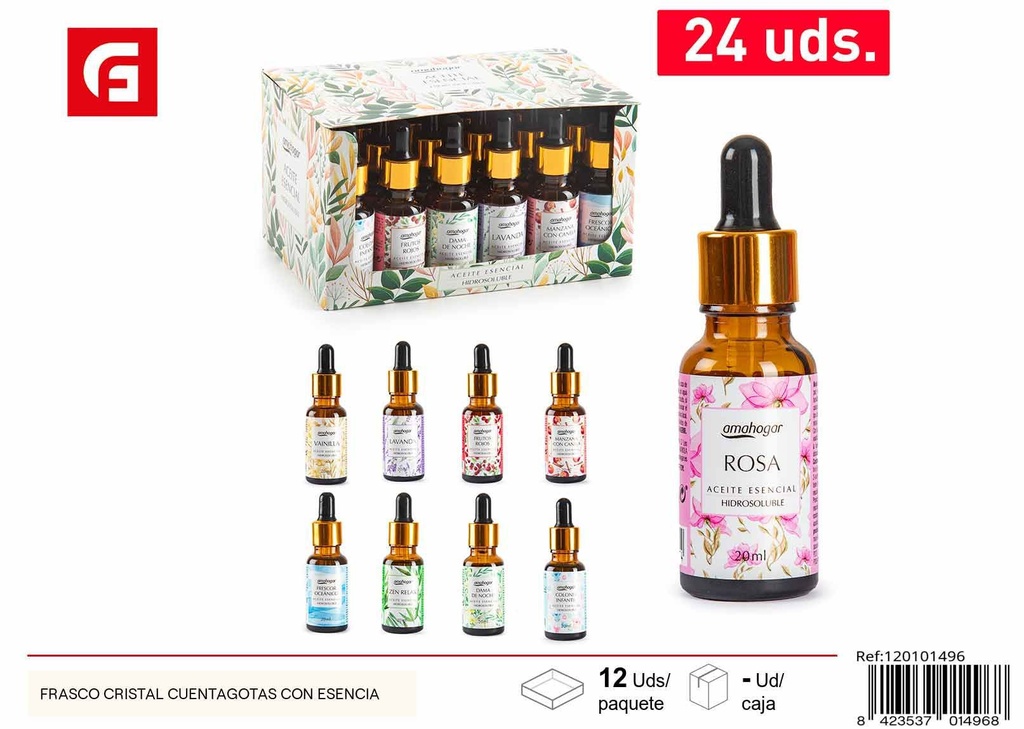 Frasco de cristal con cuentagotas y esencia - Aromatizantes y aceites esenciales