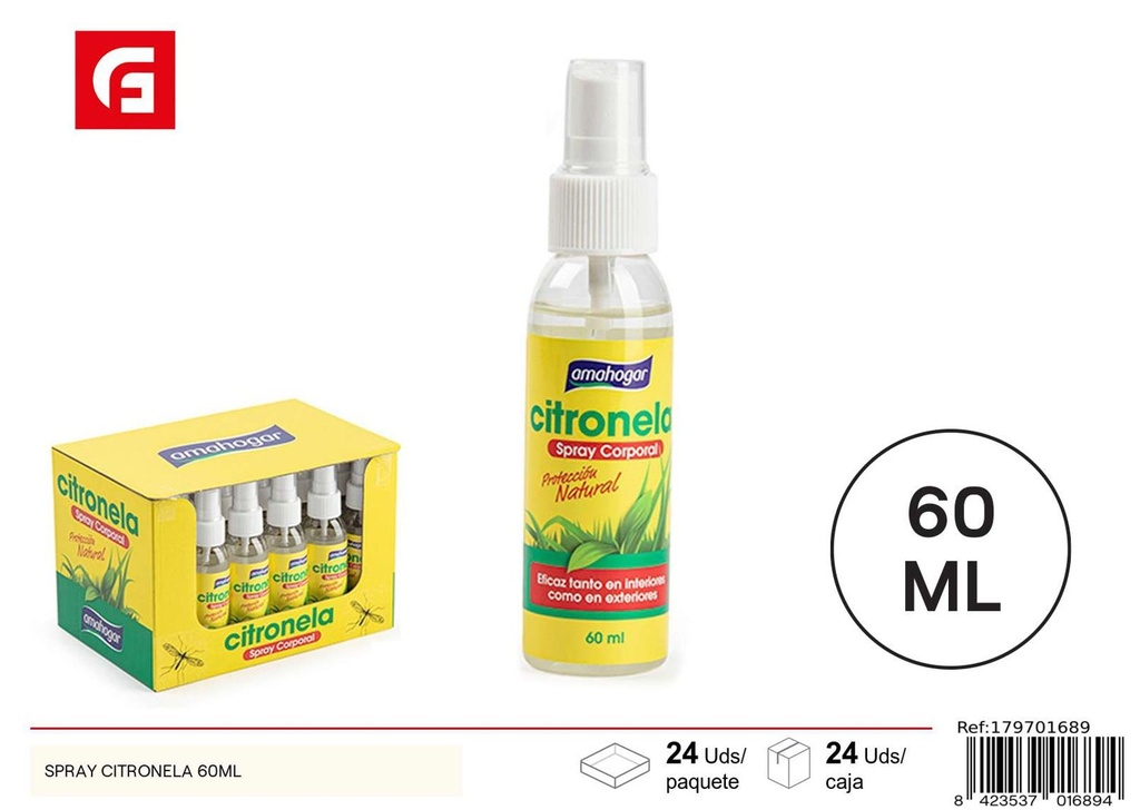 Spray de citronela 60ml para control de plagas