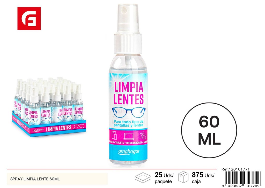 Spray limpia lente 60ml para gafas