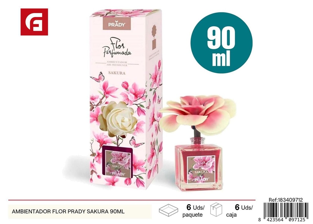 Ambientador flor Prady Sakura 90ml para aromatizar el hogar