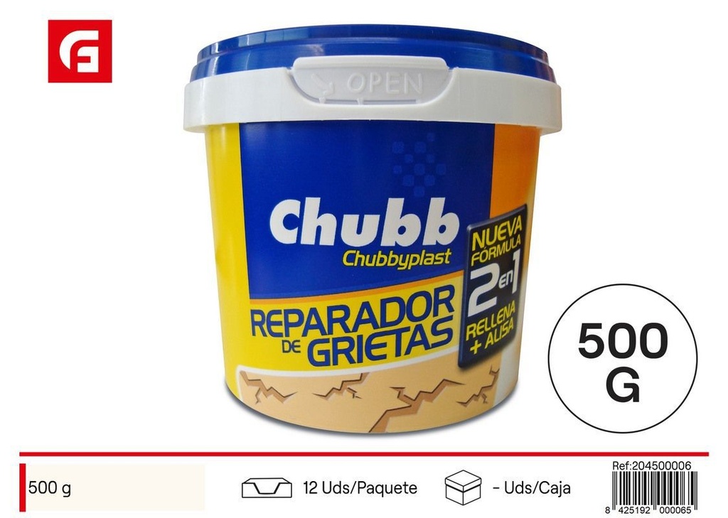 Tarrina chubb repara grietas 500gr para reparación de paredes