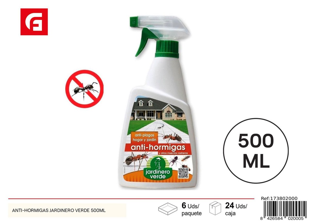 Antihormigas jardinero verde 500ml para control de plagas en jardines