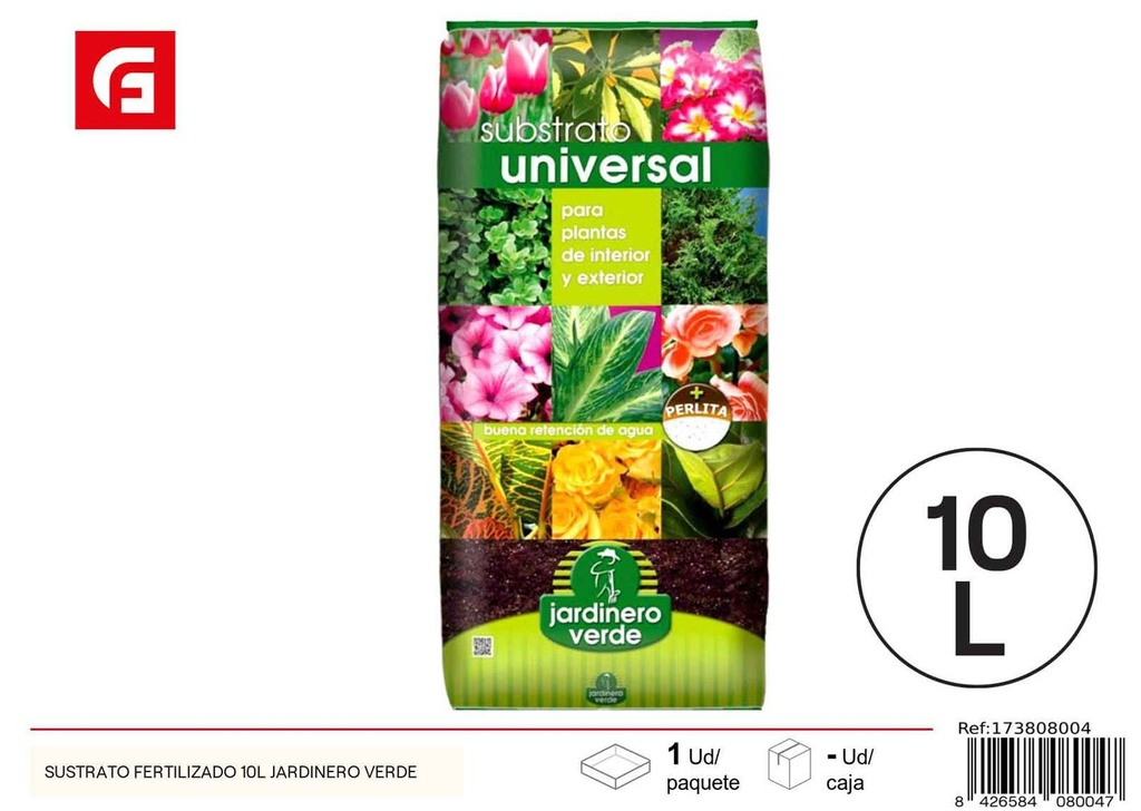 Sustrato fertilizado 10L jardinero verde - Tierra para plantas