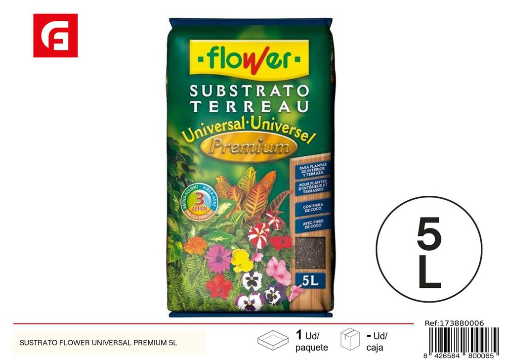 Sustrato Flower Universal Premium 5L - Tierra para plantas