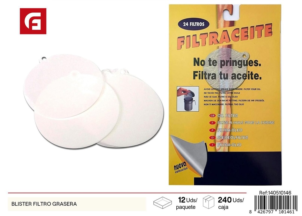 Filtro para grasa en blister - Filtro de alta capacidad para cocinas profesionales