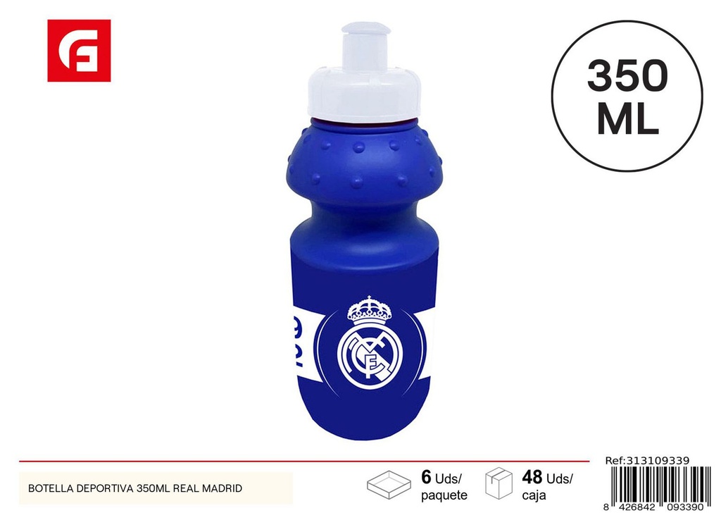 Botella deportiva 350ml Real Madrid para hidratación fitness