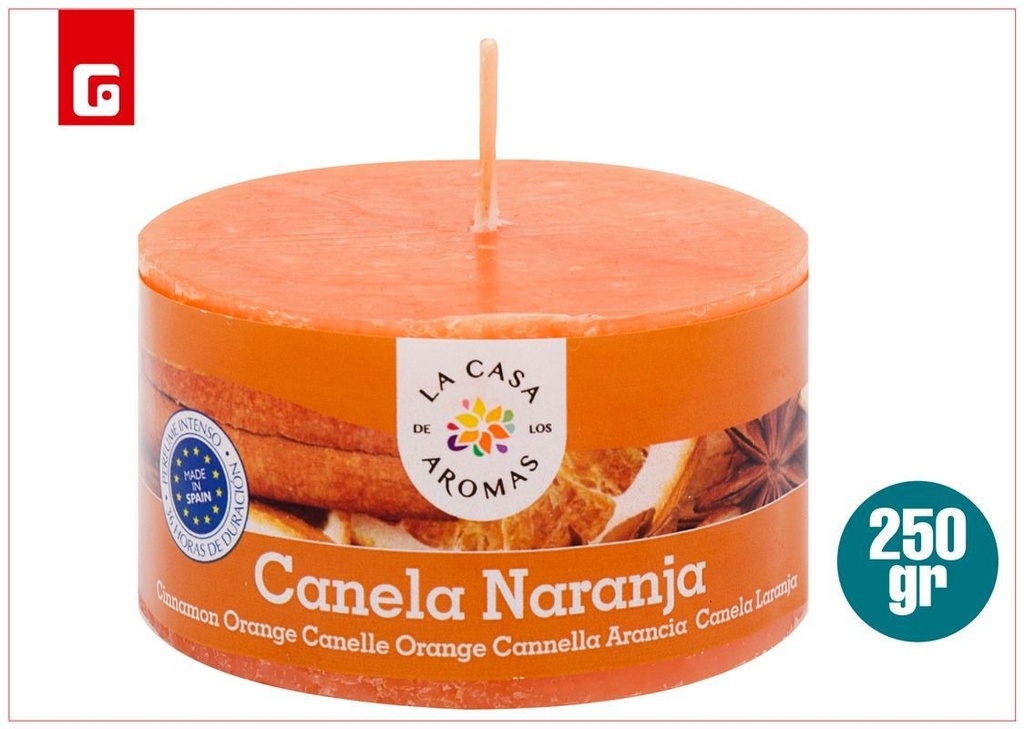 Vela de canela y naranja de 250grs para aromatizar el hogar