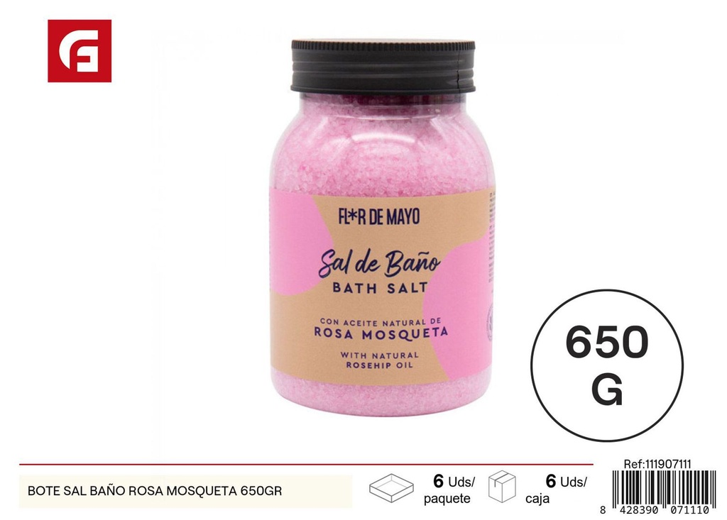 Bote de sal de baño - Rosa mosqueta 650gr