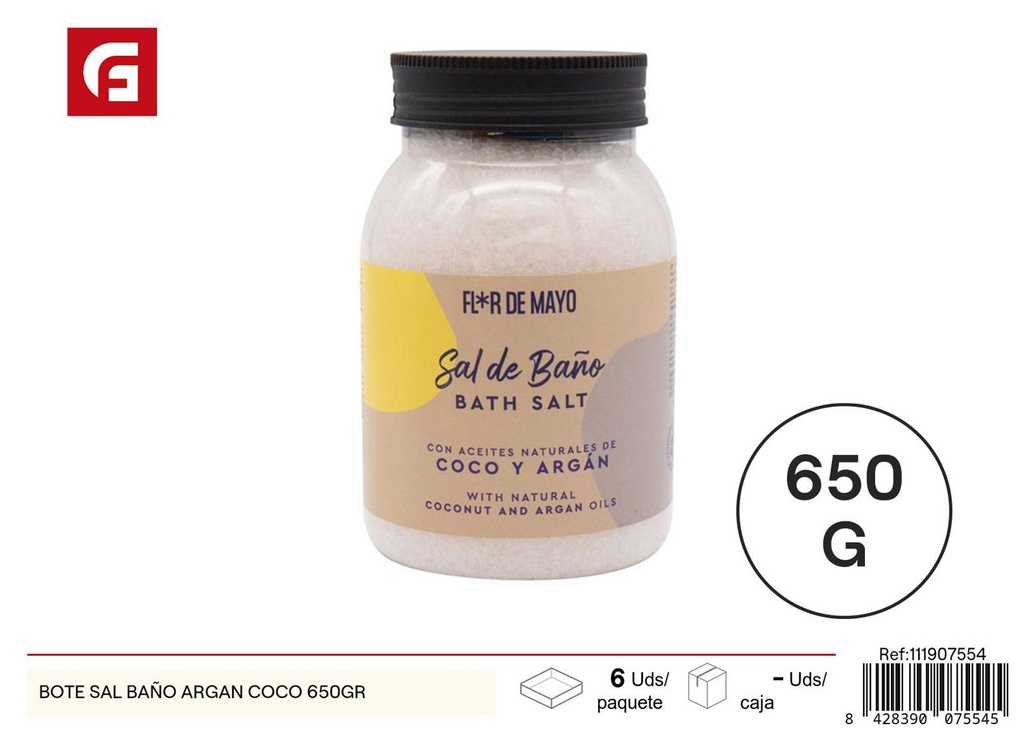 Bote de sal de baño - Argán + coco 650gr