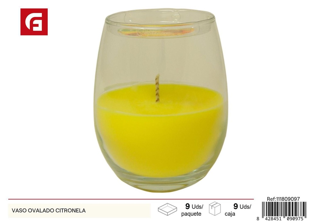 Vaso ovalado citronela - Velas aromáticas 