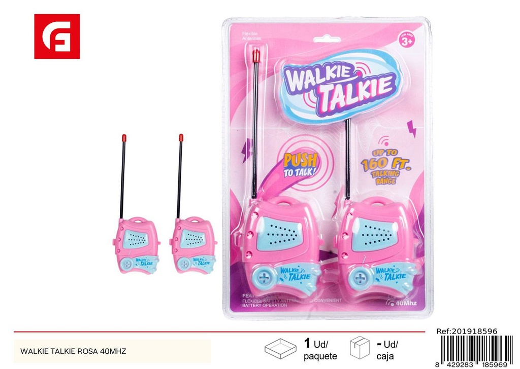 Walkie Talkie rosa 40 MHz - Juguetes y accesorios de comunicación