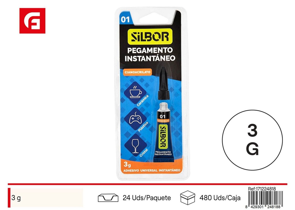 Pegamento instantáneo 3g para reparaciones rápidas