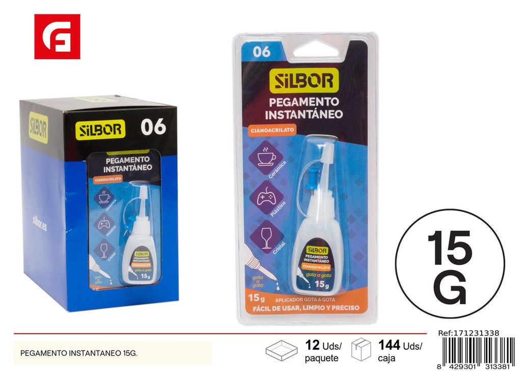 Pegamento instantáneo 15 g - Material de manualidades