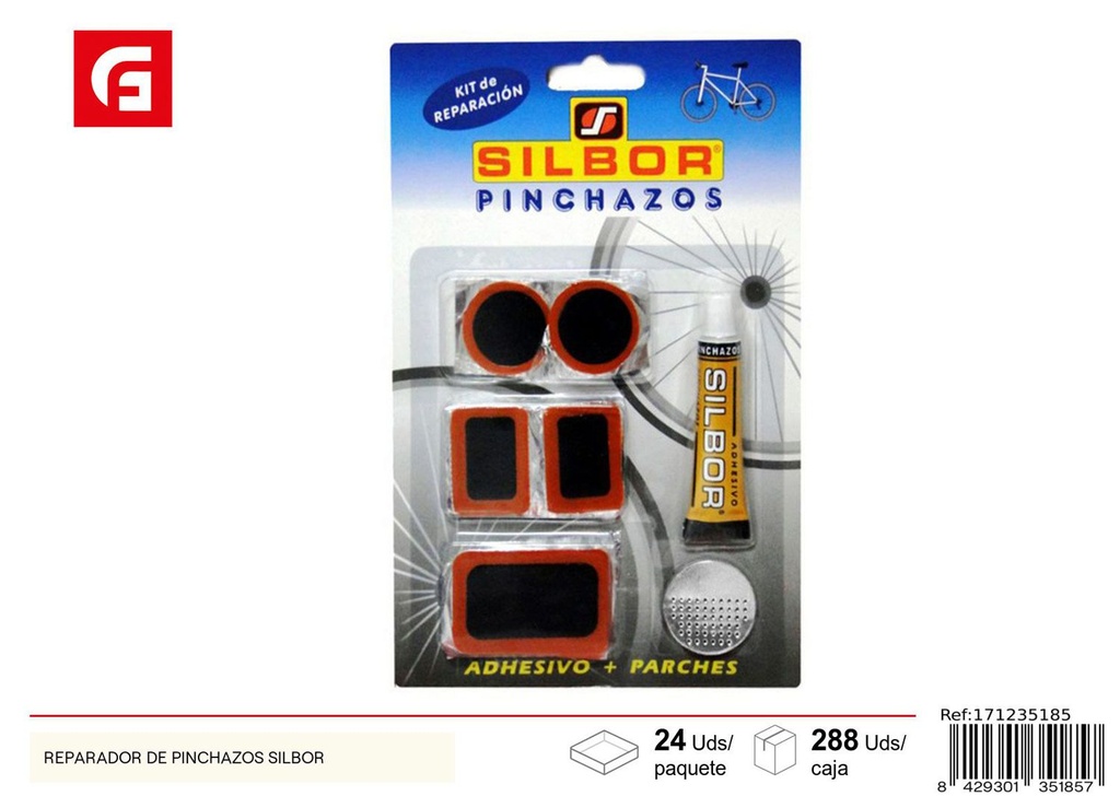 Reparador de pinchazos Silbor para bicicletas y coches