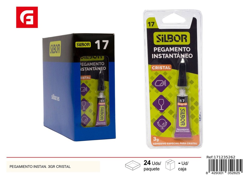 Pegamento instantáneo 3gr cristal para manualidades