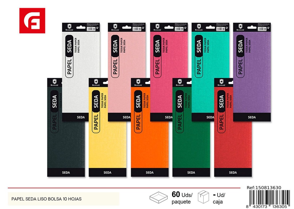 Papel seda liso bolsa con 10 hojas - Material de manualidades