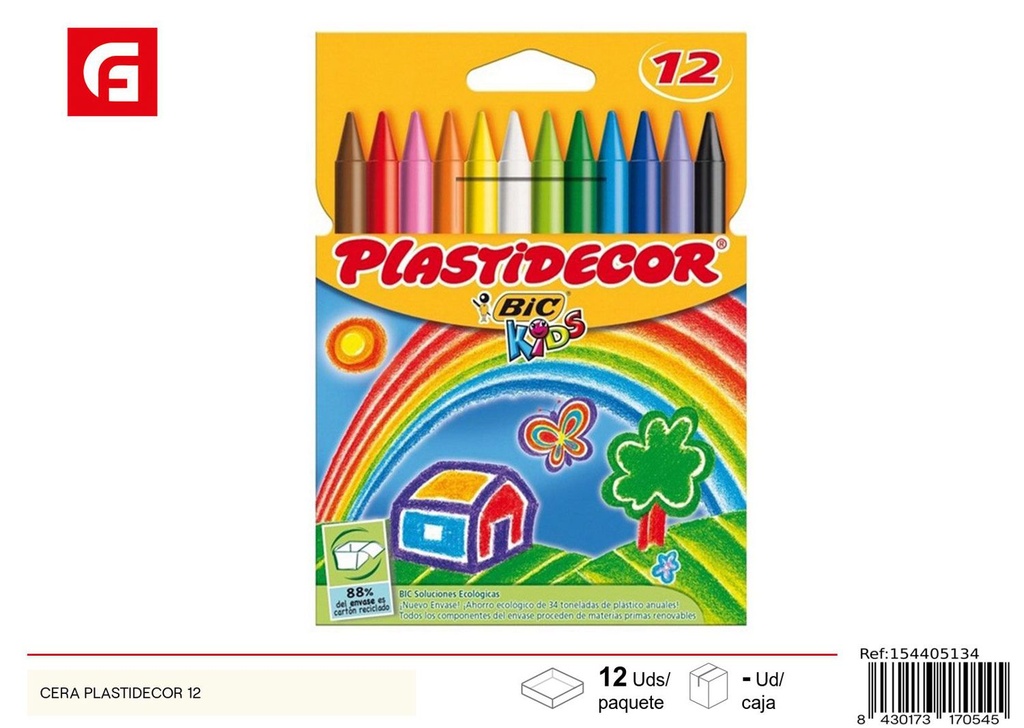 Cera Plastidecor 12 para dibujos y arte infantil