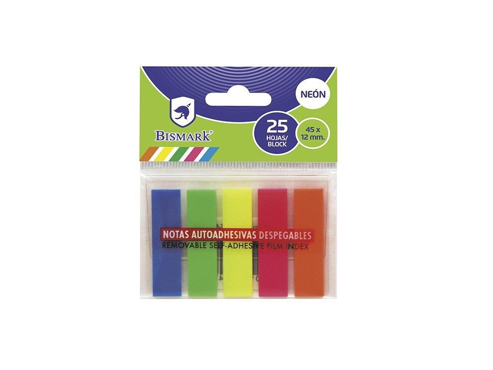 Taco adhesivo Bismark 5 guías neón - Material de oficina y notas adhesivas