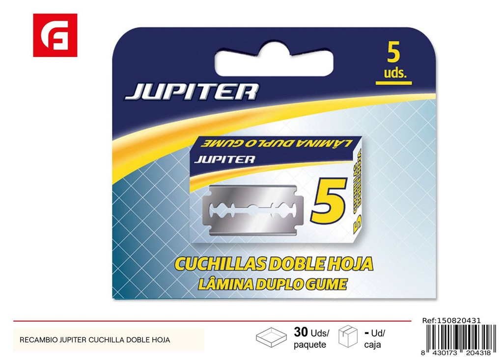 Recambio de cuchilla doble hoja para rasuradora Jupiter 