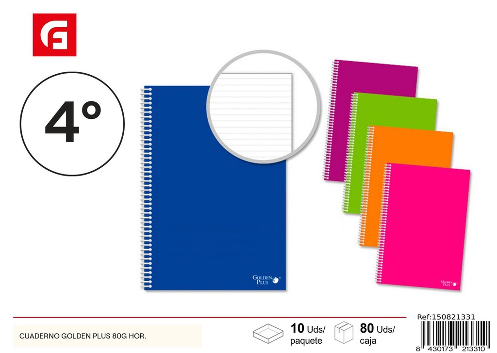 Cuaderno Golden Plus 80g horizontal - Material escolar