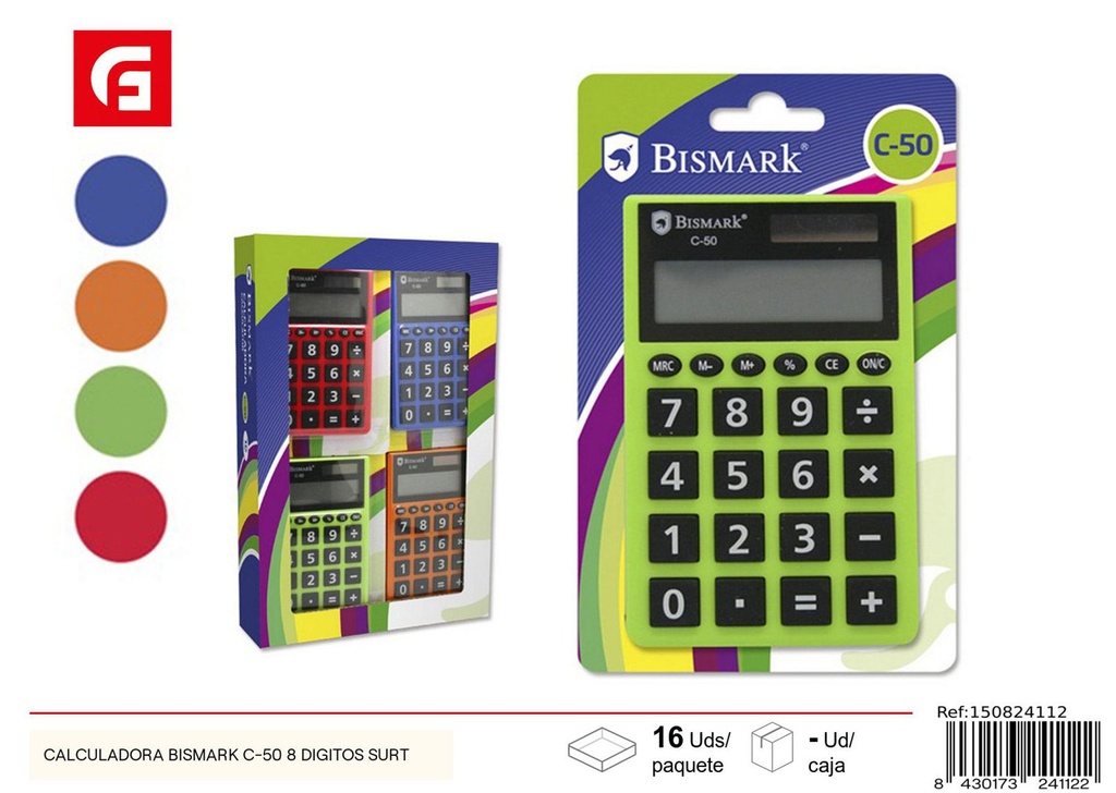 Calculadora Bismark C-50 8 dígitos surtido - Material de oficina