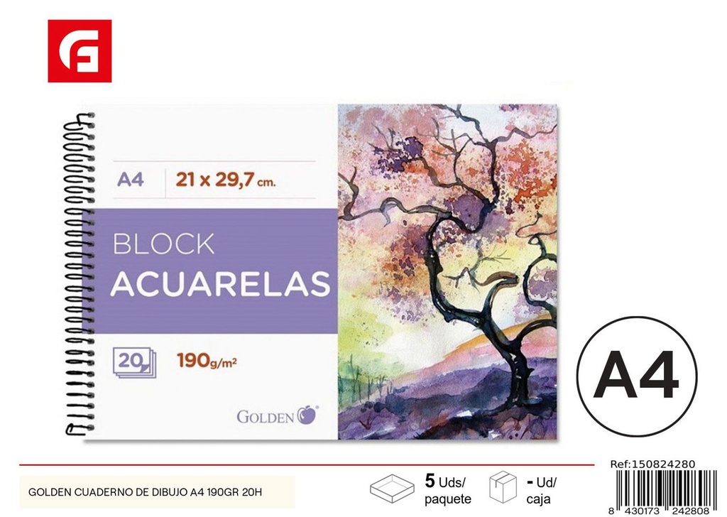 Cuaderno de dibujo A4 190 gr 20h - Material escolar