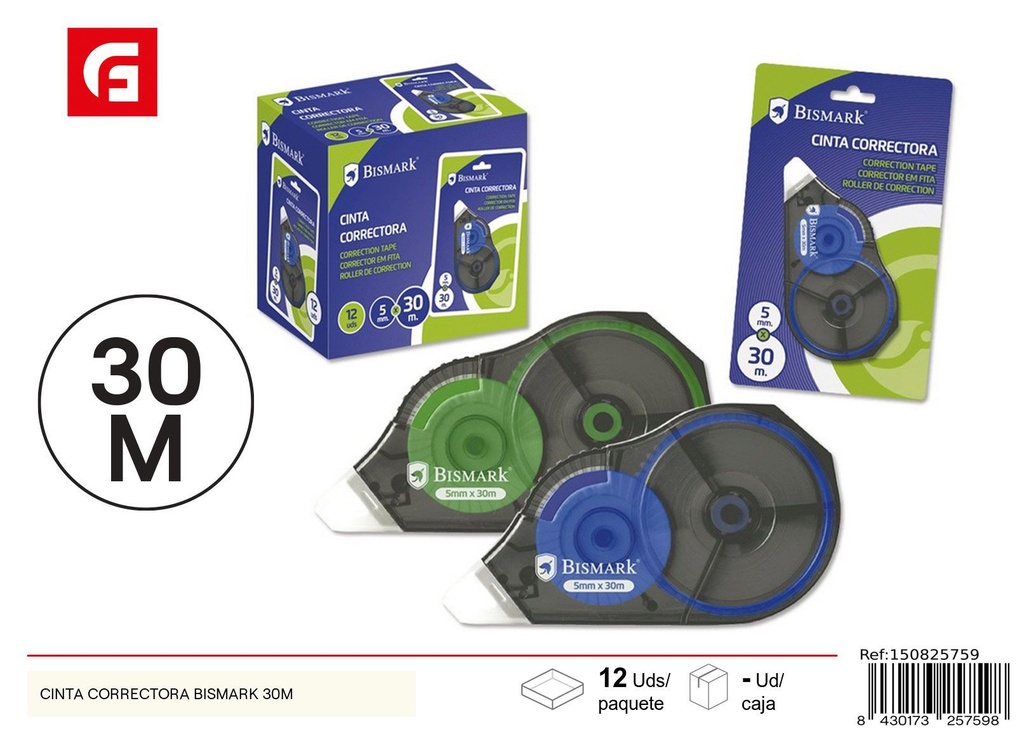 Cinta correctora BISMARK 30m - Material escolar