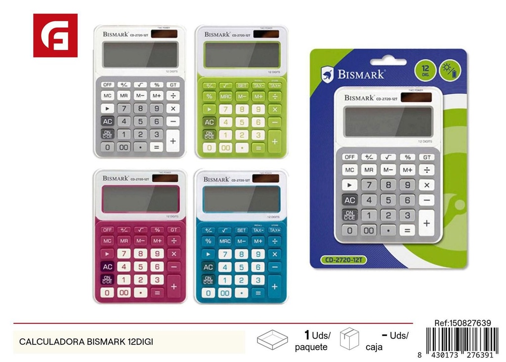 Calculadora Bismark 12 dígitos - Material de oficina