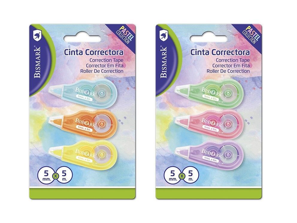 Cinta correctora Bismark mini pastel 5m - Papelería