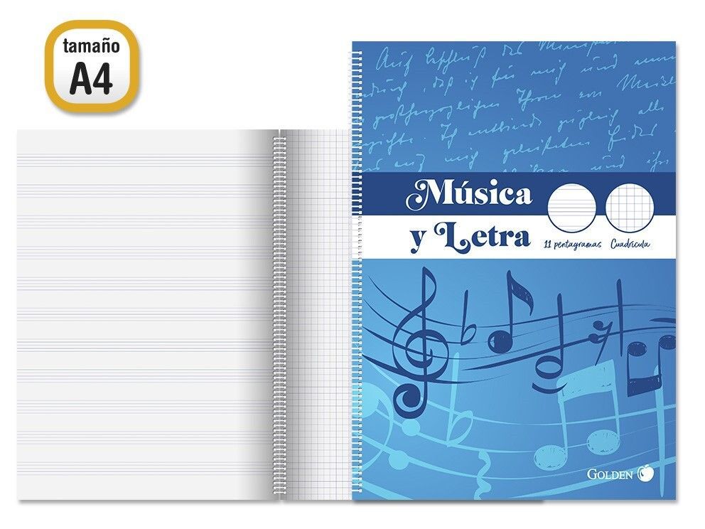 Cuaderno de música y letra cuadrícula A4 - Material escolar