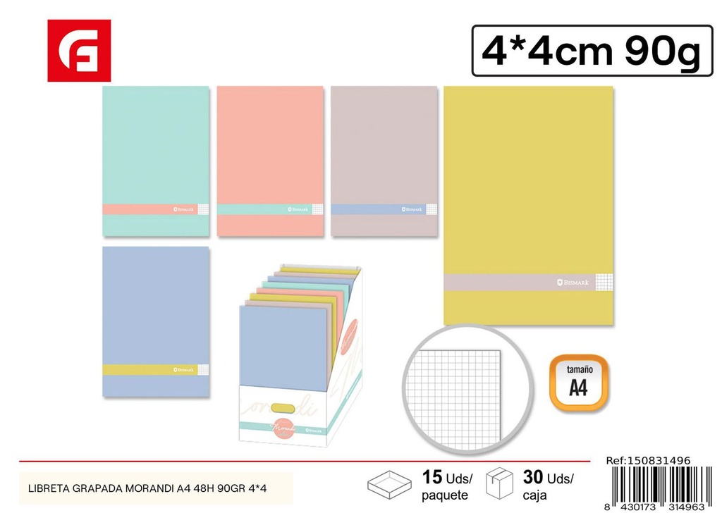 Libreta grapada Morandi A4 48H 90gr - Material escolar