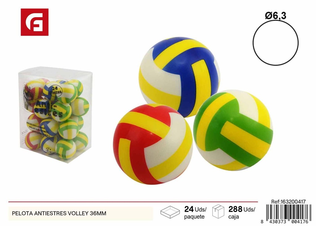 Pelota anti estrés Volley 36 mm - Juguetes divertidos para niños