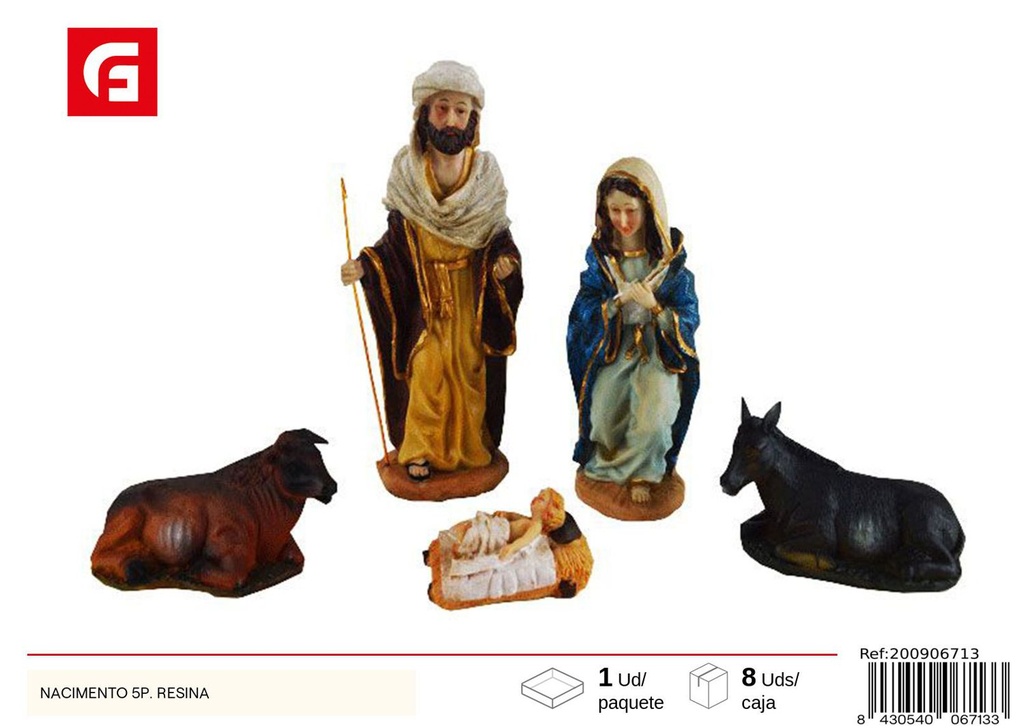 Nacimiento 5 piezas de resina - Figuras de decoración navideña