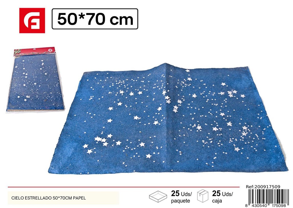 Papel de Navidad cielo estrellado 50*70 cm - Decoración navideña