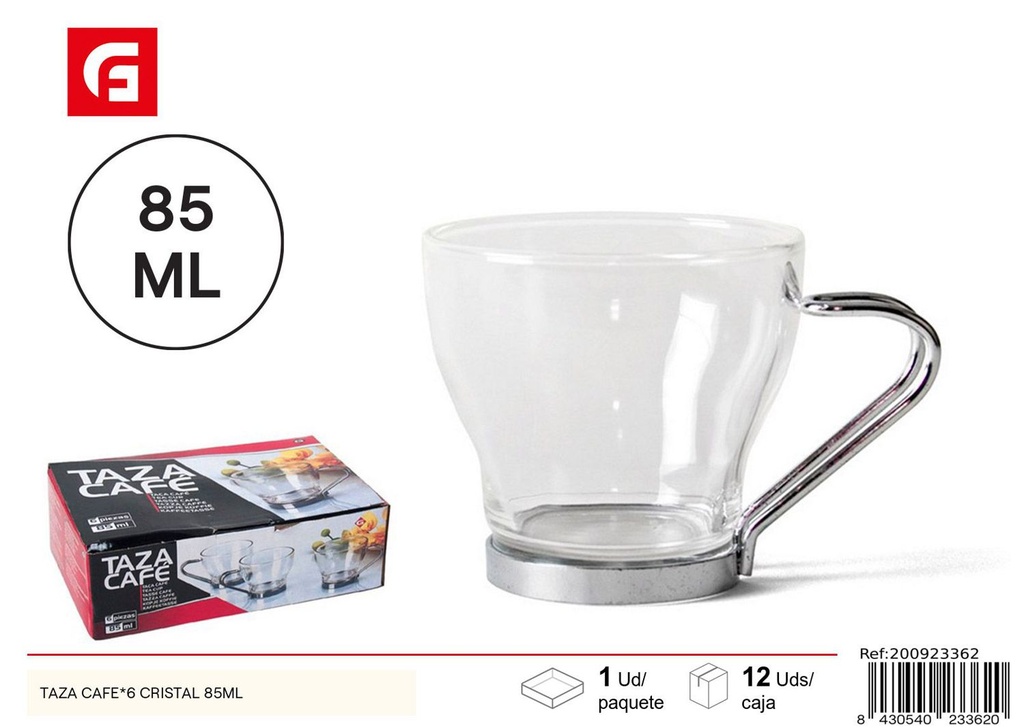 Taza de café de cristal 85ml (set de 6) - Utensilios de cocina