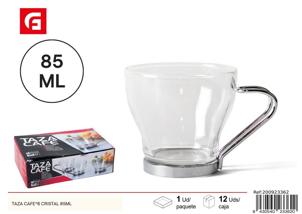 Taza de café de cristal 85ml (set de 6) - Utensilios de cocina