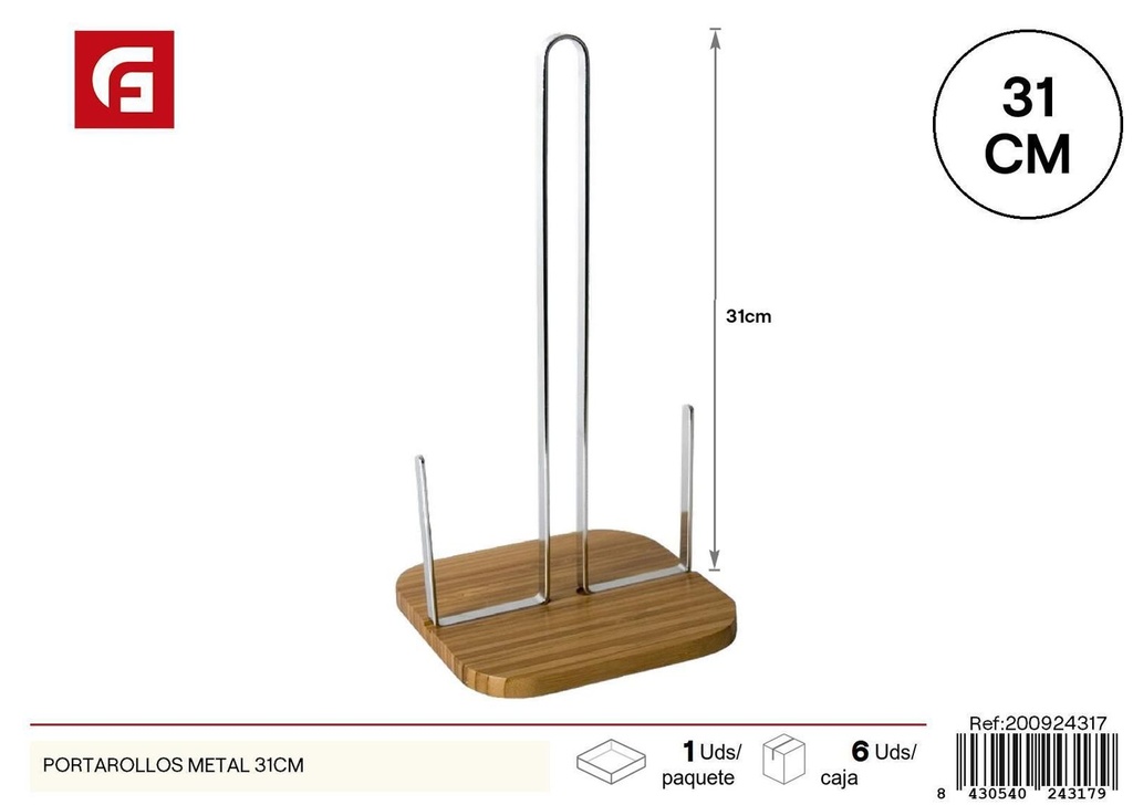 Portarrollos de metal 31cm para cocina y organización