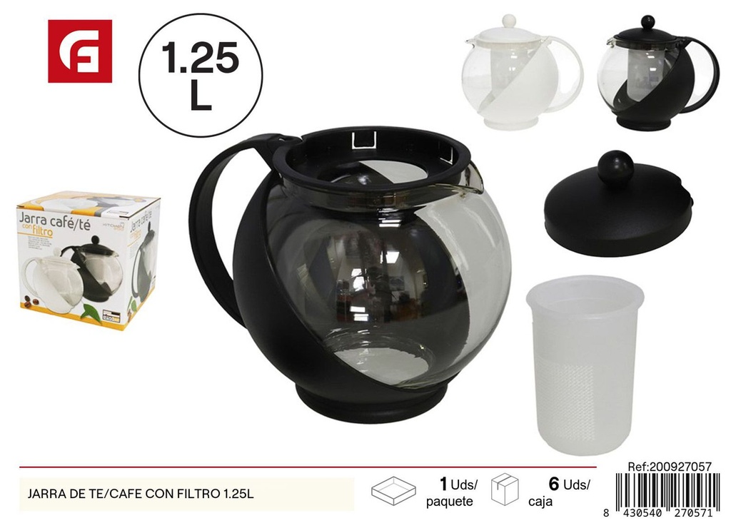 Jarra de té/café con filtro 1.25L - Utensilios de cocina