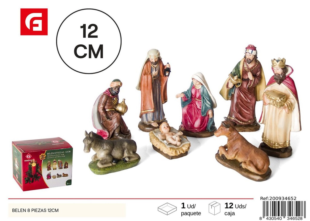 Figura de Belen 12 cm 8 piezas, Decoración navideña