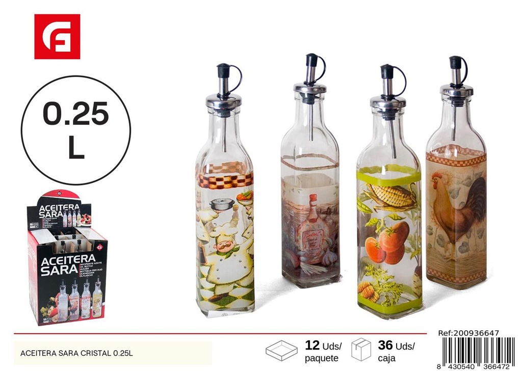 Aceitera Sara cristal 0.25 l - Productos de vidrio