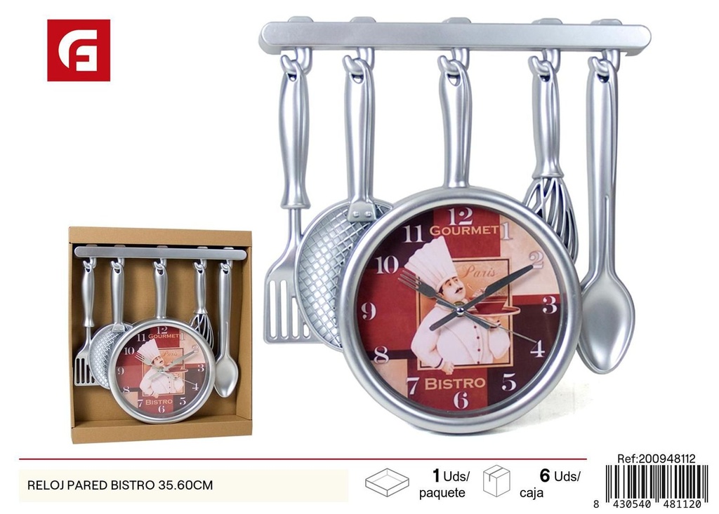 Reloj de pared Bistro 35.60 cm - Decoración