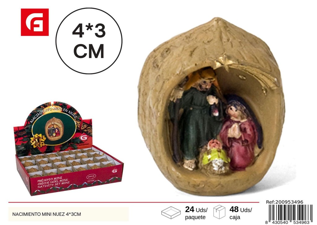 Nacimiento mini nuez 4*3cm - Figuras de belén