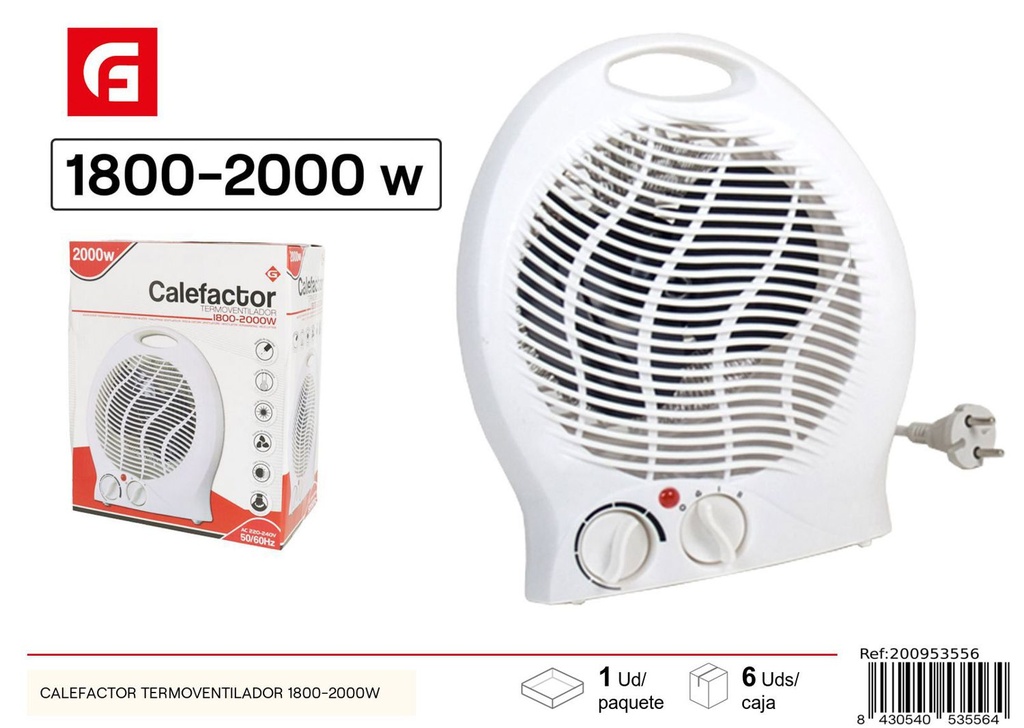 Calefactor termoventilador 1800-2000W para calefacción