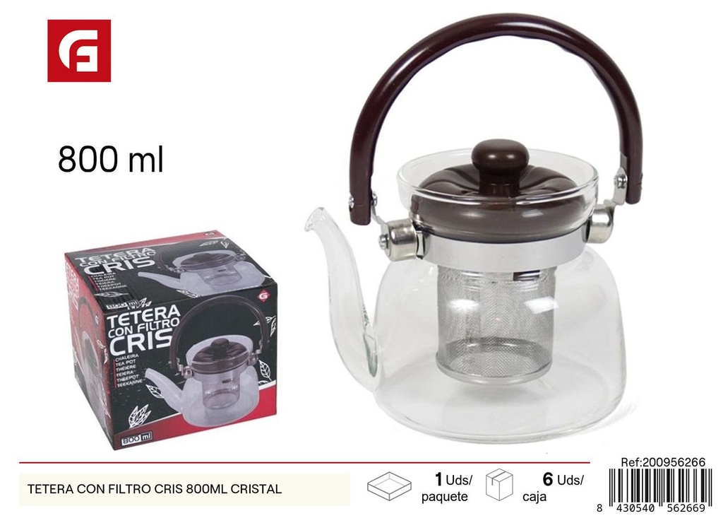 Tetera de vidrio con filtro Cris 800 ml - Utensilios de cocina